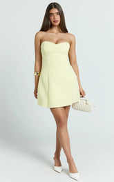 Lemon Strapless A-Line Mini Dress